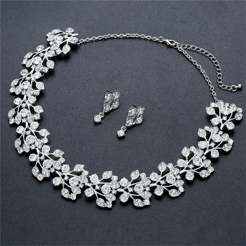 Набор свадебных украшений CC сережки гвоздики и ожерелье комплект из 2 предметов