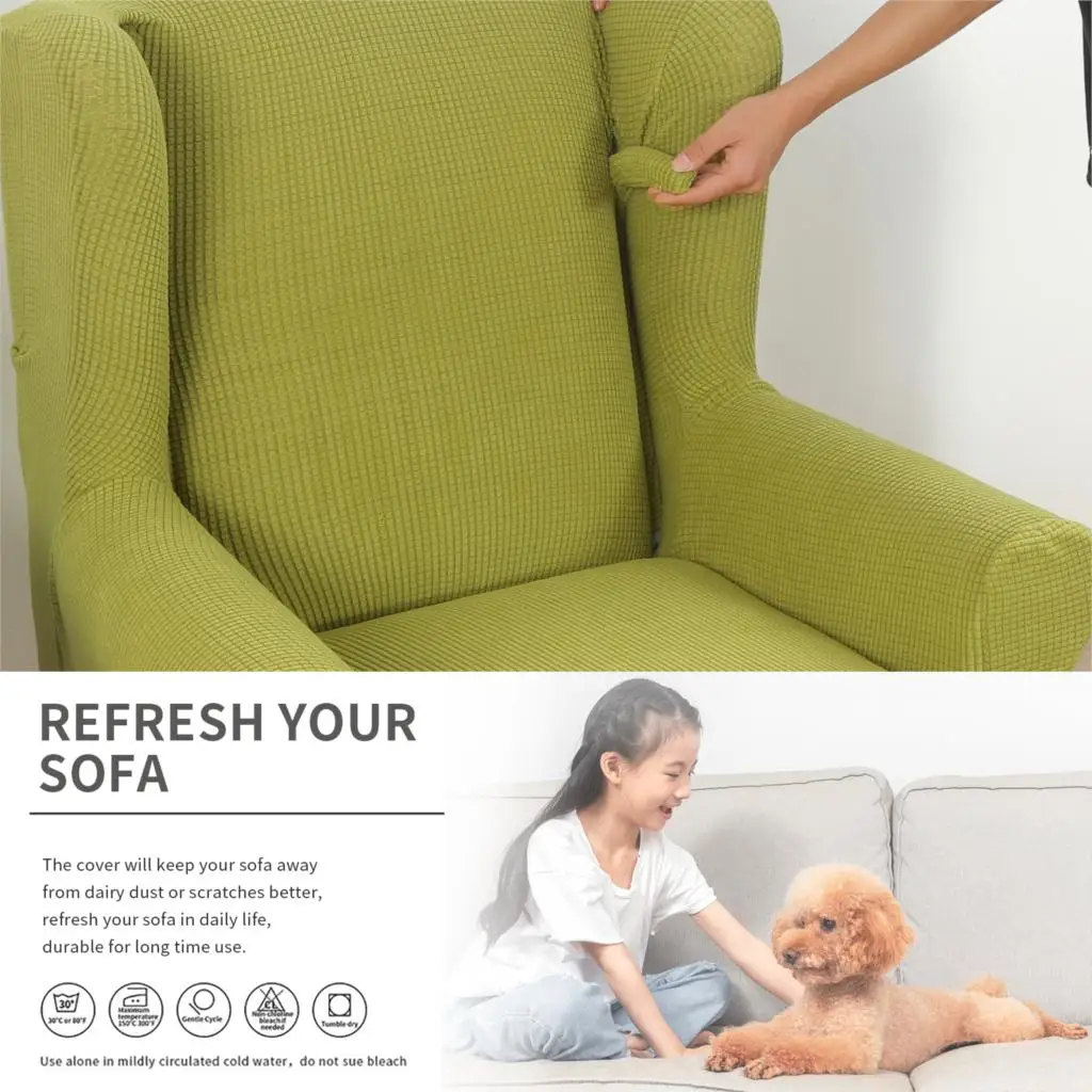 Arm King Back Chair Cover Jacquard Stretch Protector Slip Sloping Elastic Armchair Wingback Wing Sofa | Дом и сад