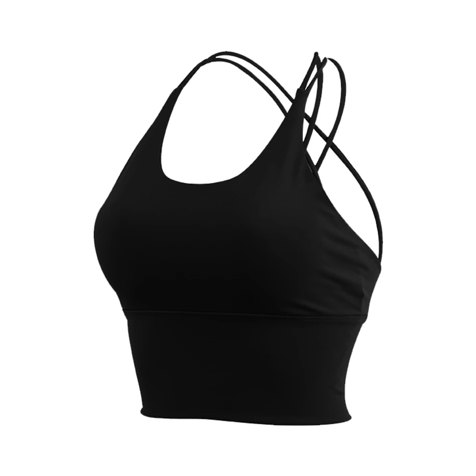 Miss Water 2020 New Women Tops Back Cross Running Gym Sportwear Shirt Sexy Fitness Sleeveless Black Top Sujetador Deportivo