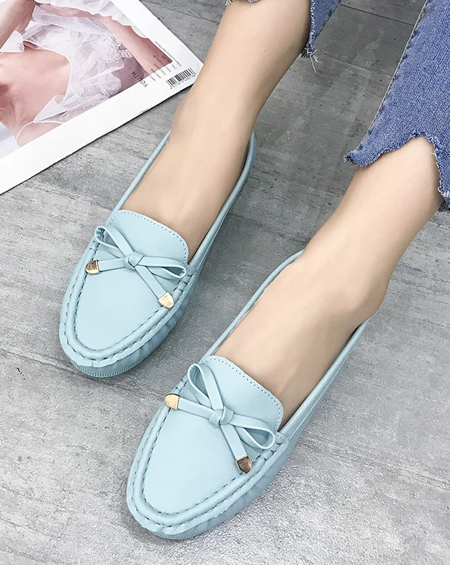 

Loafers Women Shoes Leather White Casual Flats For Women Genuine Leather Low Heels Lazy Shoes Soft Bottom Flat