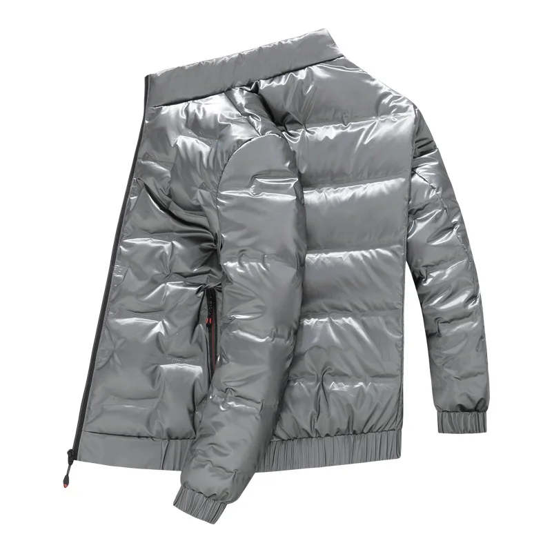 Men's Down Jacket Fashion Glossy Stand Collar Coat High Quality Glued Quilting Padding Jacket  Warm Winter Outwear Male Clothes