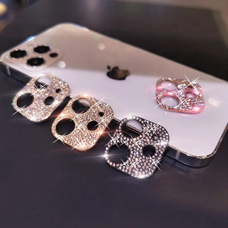 

3D Diamond Camera Case For iPhone 12 Pro Max 12 Mini Case Glitter Crystal Camera Lens Protector Cover For iPhone 11 12 Pro Max 2