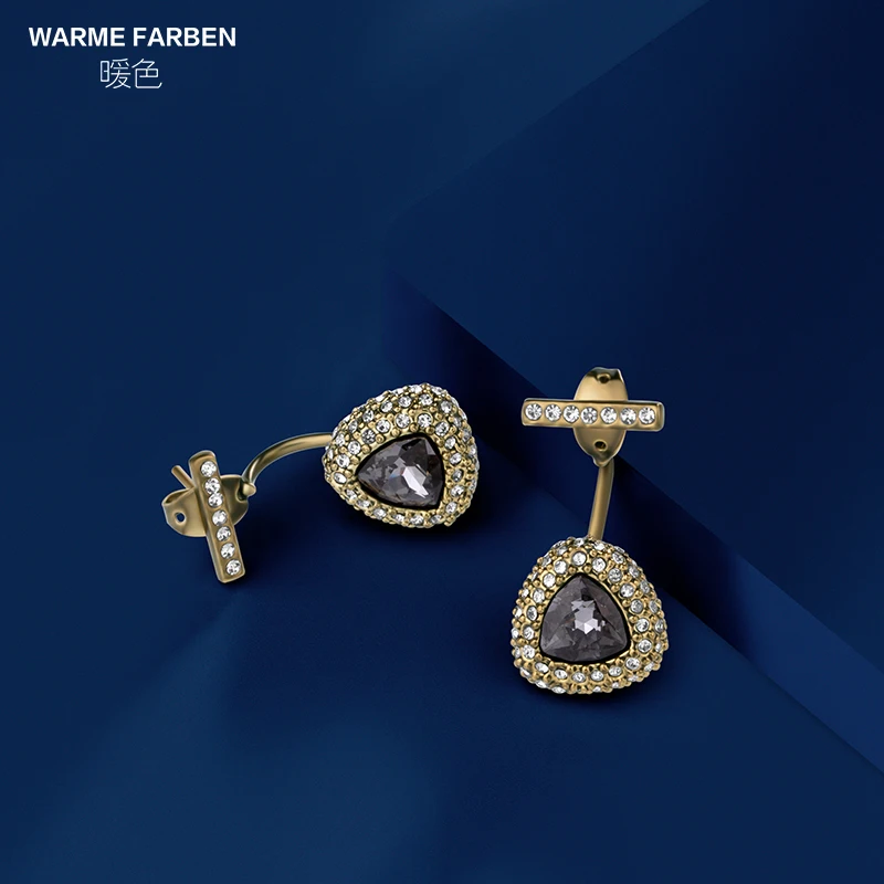 Женские серьги с кристаллами серьги-капельки в ретро стиле золотого и черного