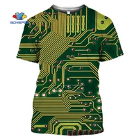 hip hop electronic chip t shirt 3d printed computer cpu core heart circuit hacker tops tee harajuku style short sleeve techwear