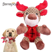 benepaw plush dog chew toy for medium large dogs christmas rubber squeaker pet toys interactive leakage of food teeth cleaning