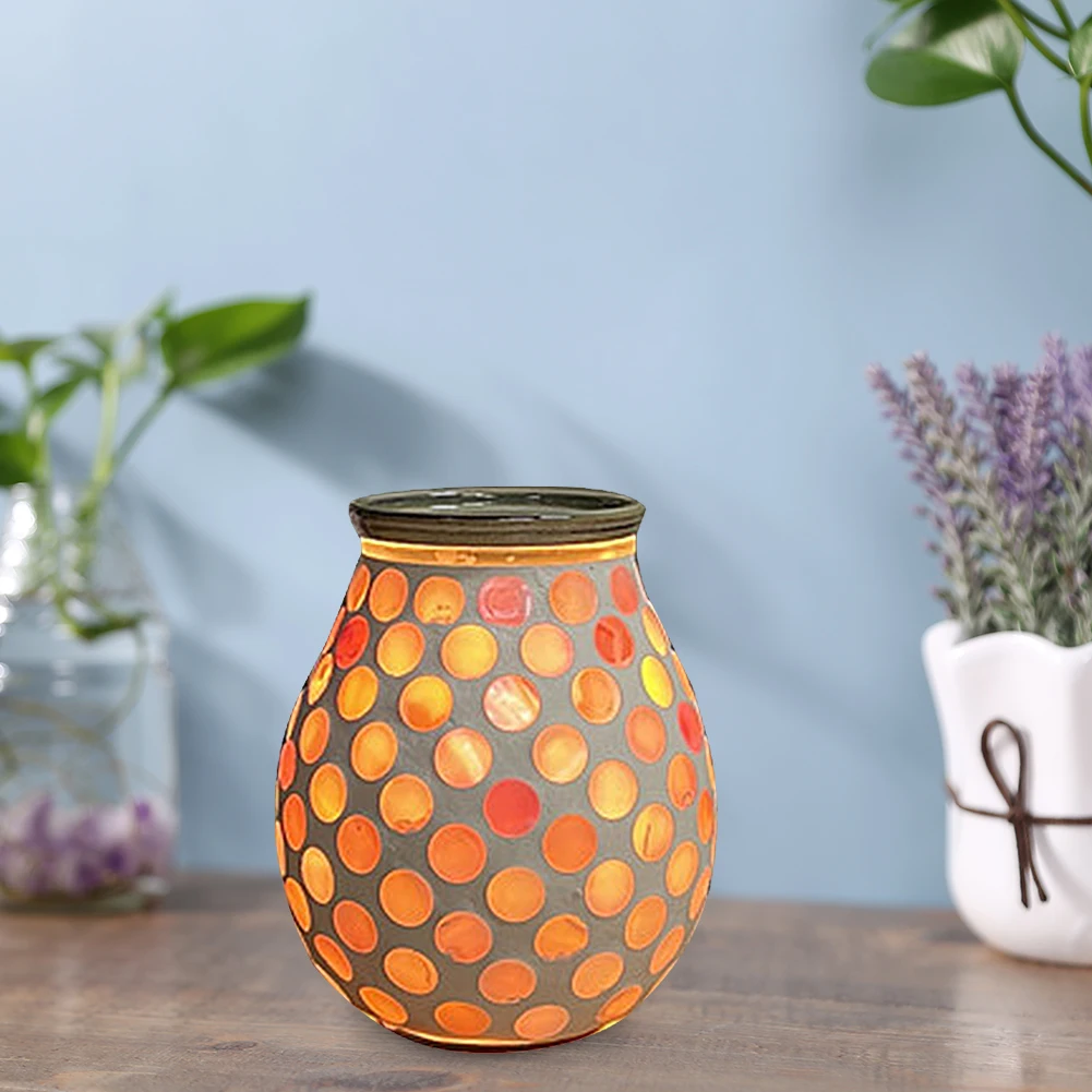 

Mosaic Glass Night Light Essential Oil Diffuser Lamp Romantic Aroma Incense Burn Night Light for Room Home Dorm Decor