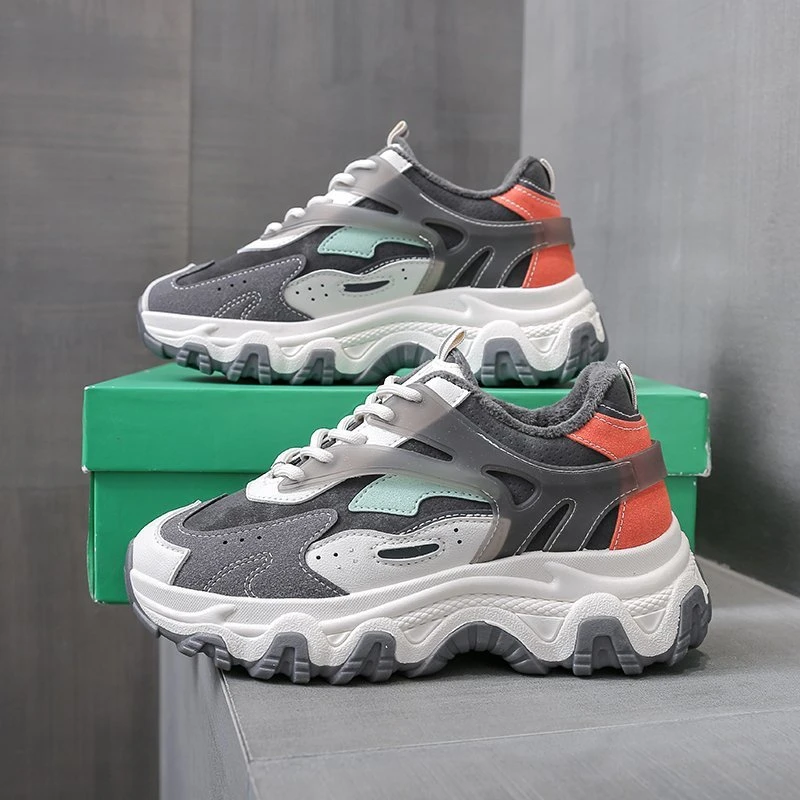 Женские кроссовки на платформе 2020 зимняя массивная плюшевая повседневная обувь