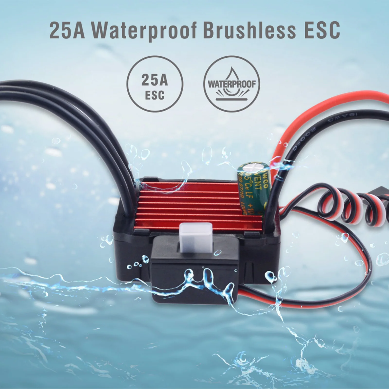 

Upgrade Sensorless 2S Brushless Motor 25A ESC Set for 1:20 1:18 RC Car