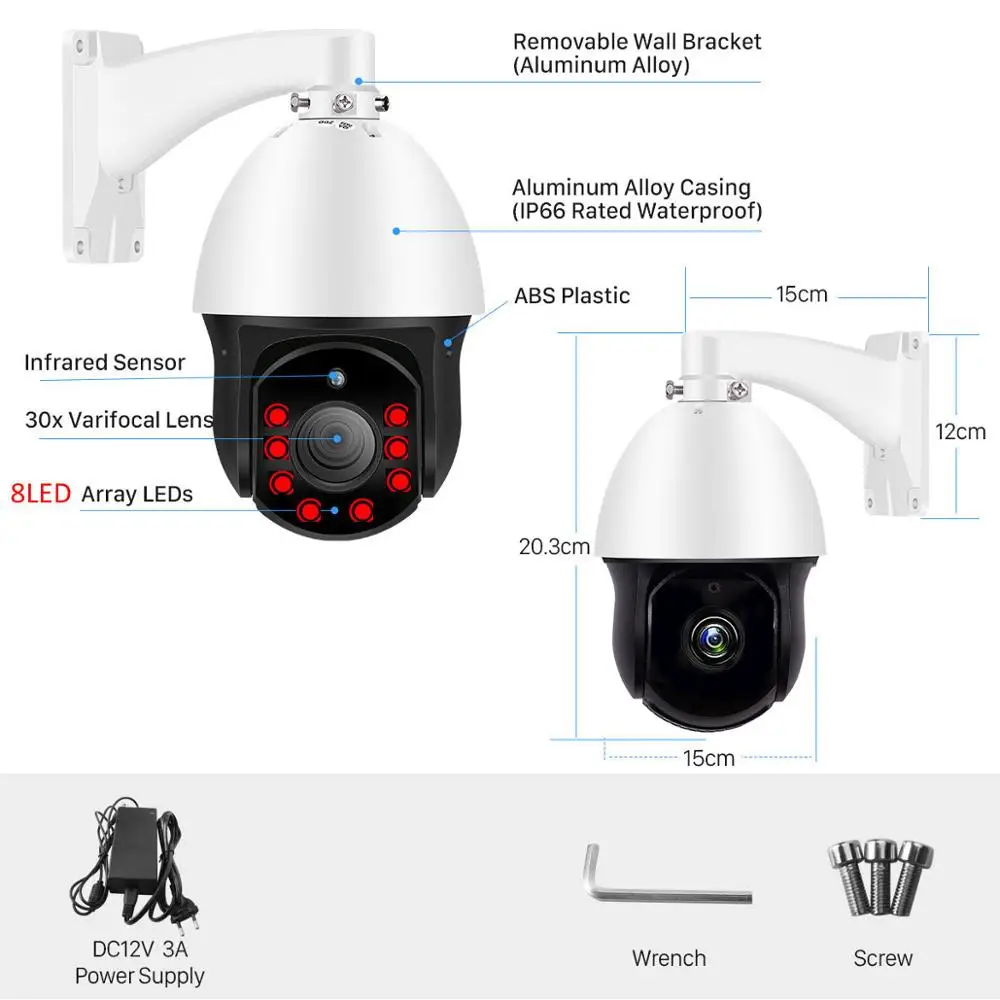 4 дюйма 30X зум AHD1080P 2 0 МП PTZ Скорость купольная ИК Камера ночь на открытом воздухе
