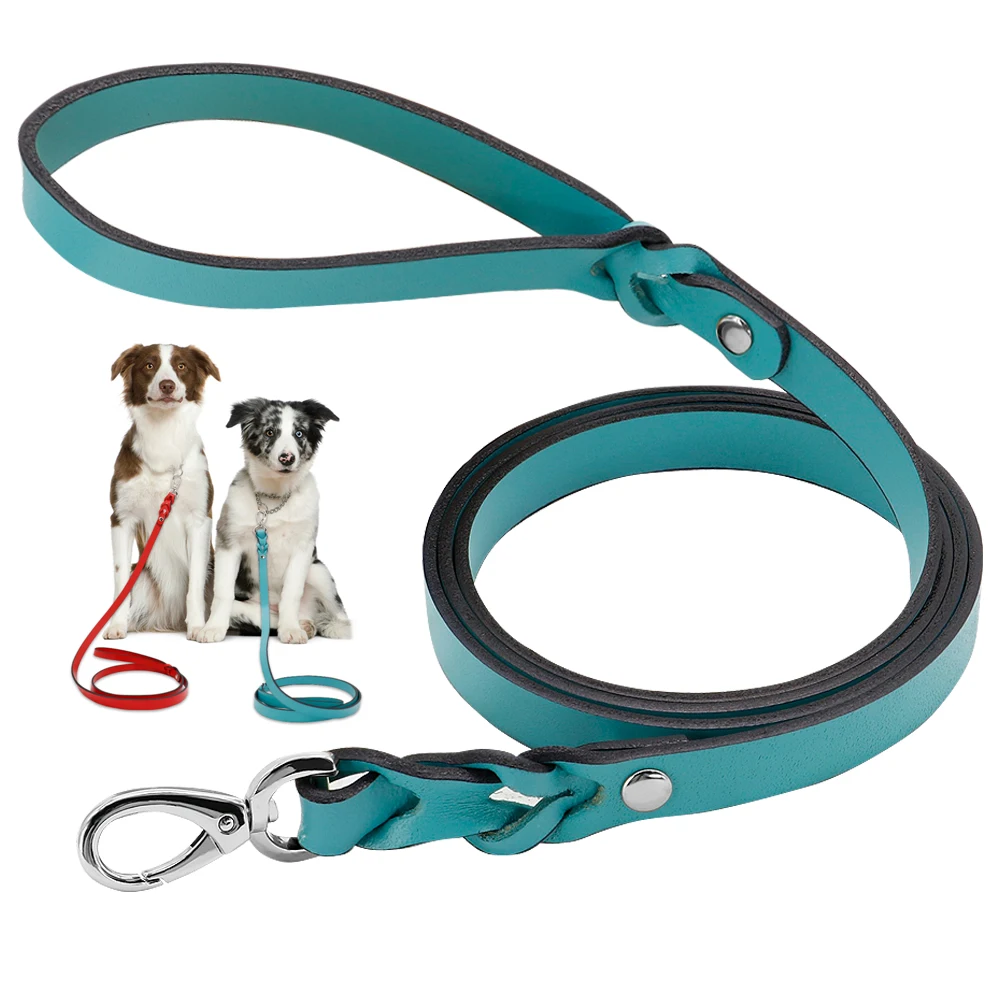Real Leather Dog Leash 130cm Pet Walking Training Leads Genuine Leather for German Shepherd Golden Retriever Medium Large Dogs