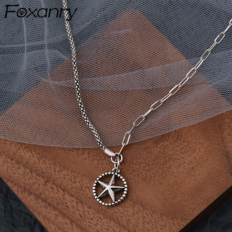 

Серебряное ожерелье Evimi 925 пробы, винтажные аксессуары, новый тренд, креативная цепочка со звездами, украшения, подарки для женщин