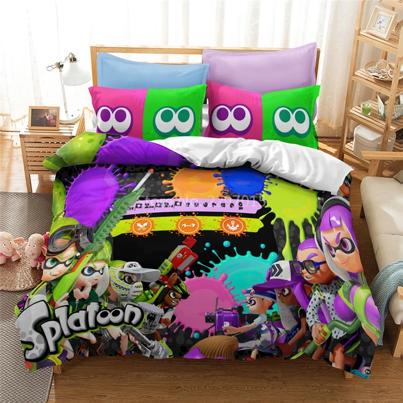 Home Textile Splatoon 2 3d Printed Bedding Set Cartoon Game Duvet Cover Pillowcase Twin Queen King Bed Linen Kids Bedclothes | Дом и сад