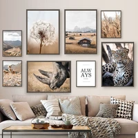 african rhino cheetah reed dandelion farm wall art canvas painting nordic posters and prints wall pictures for living room decor