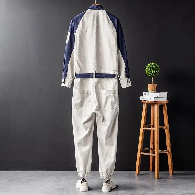 Модный мужской цельный комбинезон с длинным рукавом брюки-карго винтажные