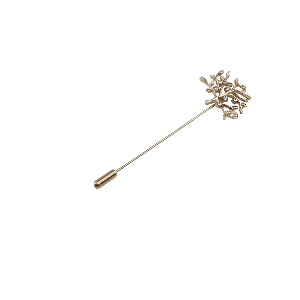 Новая модная Мужская Длинные броши Ретро булавка с золотым листом цветок-брошь