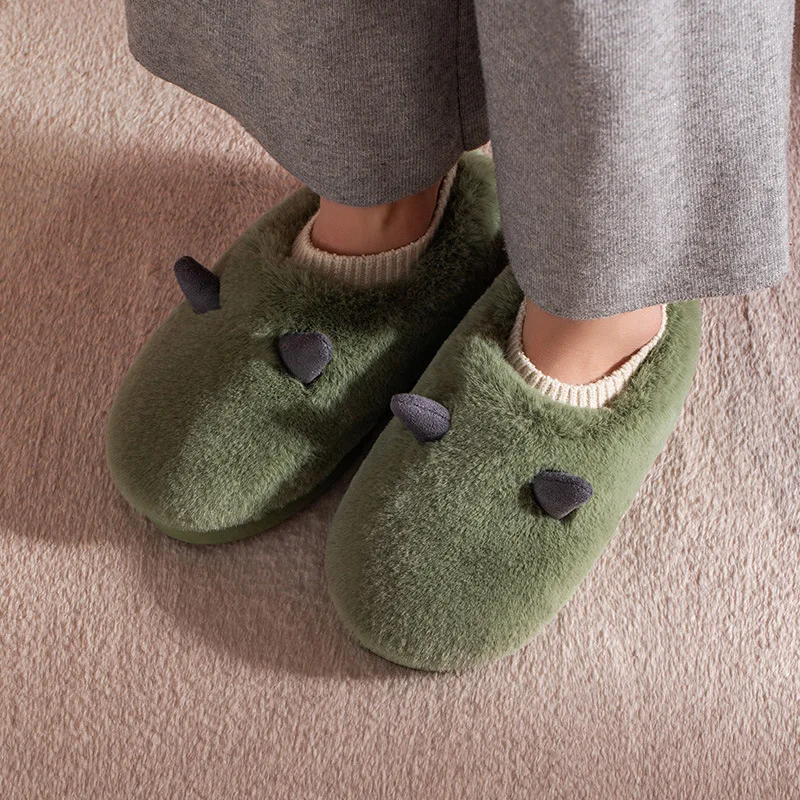 

Luxury Winter Indoor Women Fur Slippers New Trend Thick Sole Bedroom Heel Ladies Furry Indoor House Warm Couples Fur Flat Shoes