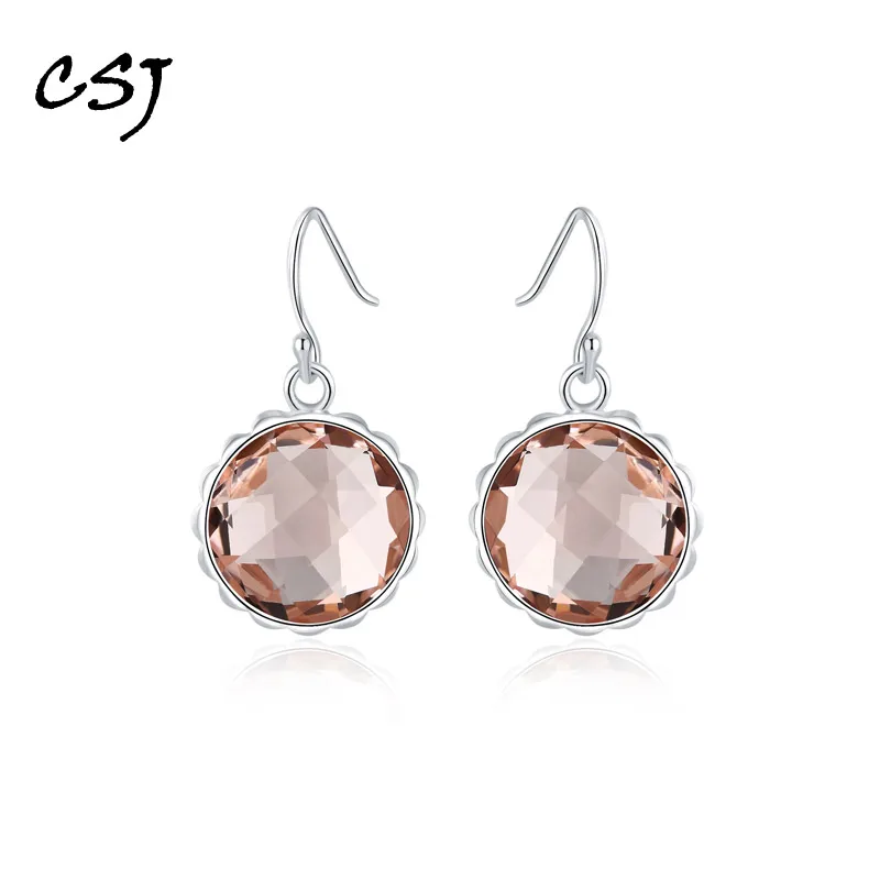 

CSJ Created Morganite Earring Sterling 925 Silver Gemstone Green Amethyst Quartz for Women Wedding Party Birthday Gift Free Ship