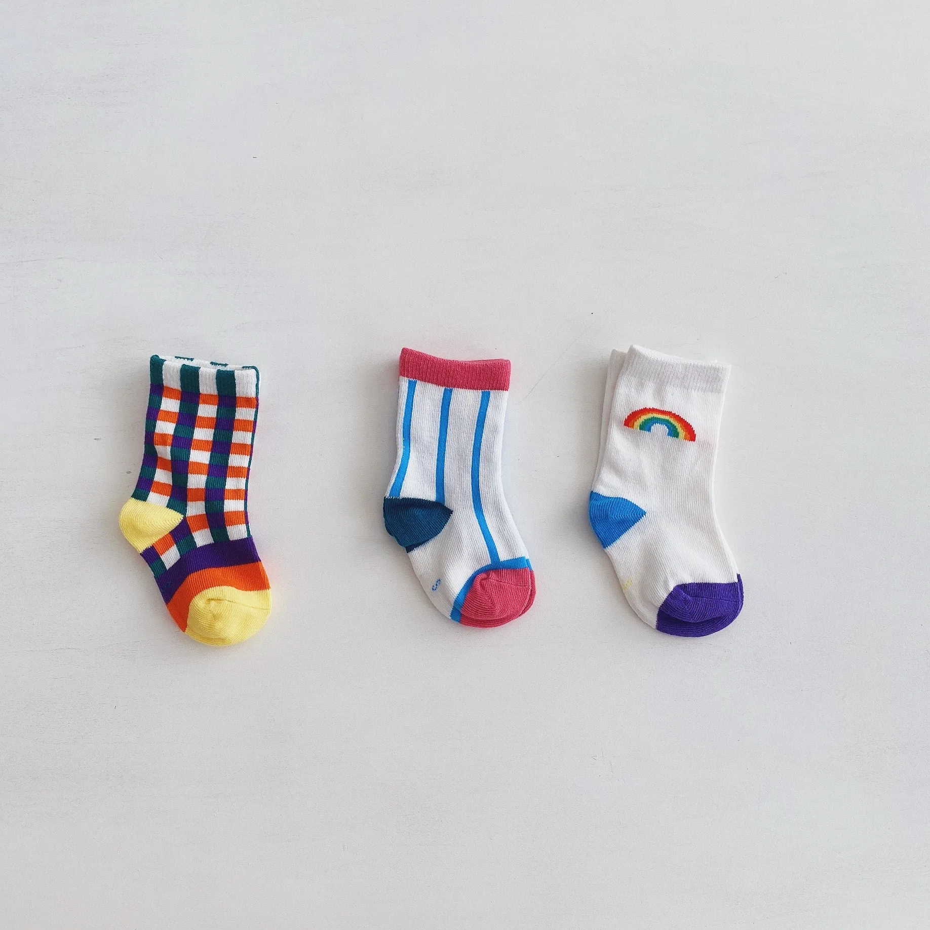 

2020 Baby Stuff Kids Baby Girl Rainbow Socks Infant Newborn Toddler Boys Girls Middle Socks Bebes Fashion Print Cotton Socks