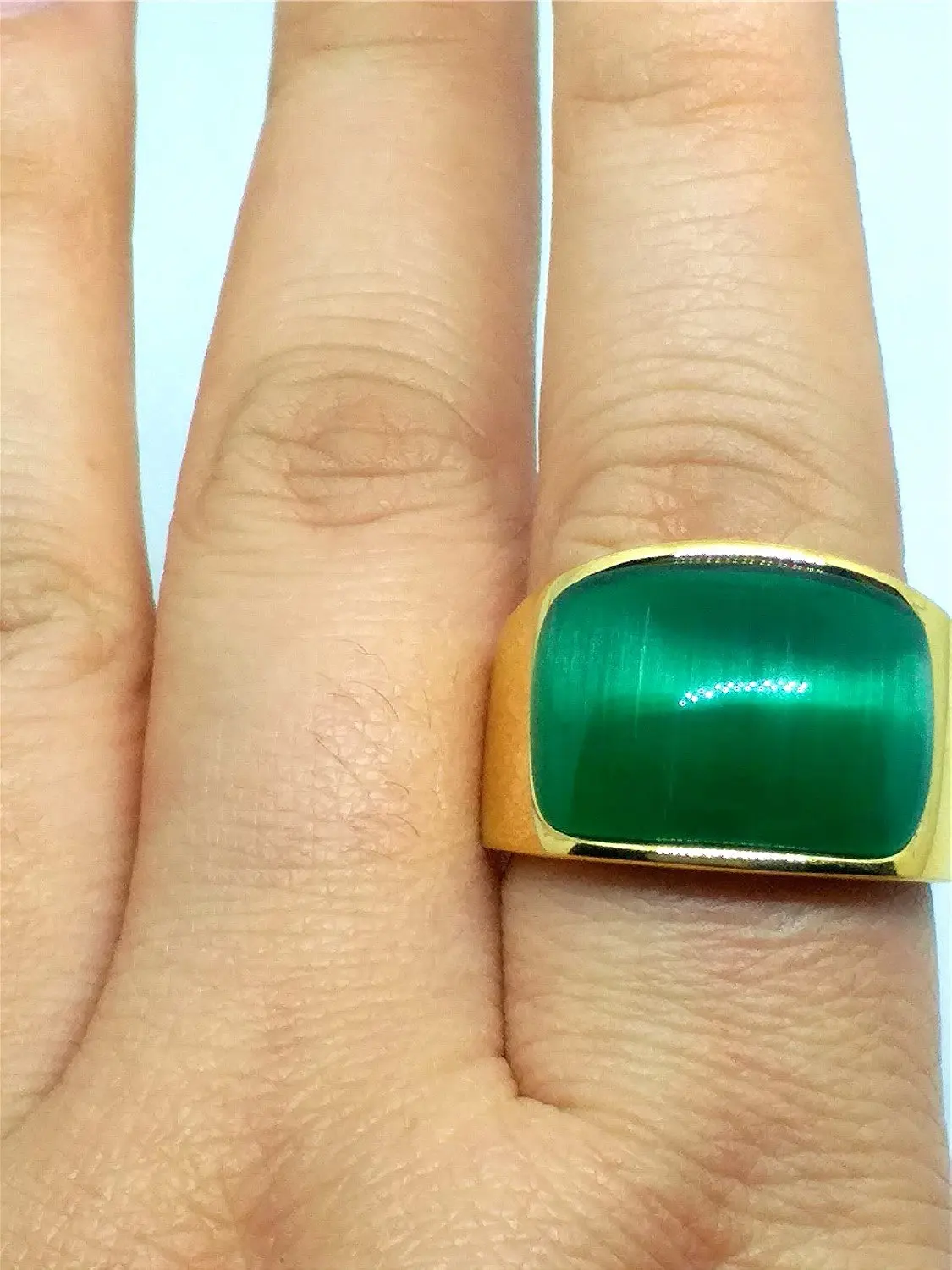 Кольцо LETSFUN из нержавеющей стали с натуральным нефритом изящная мозаика кошачий