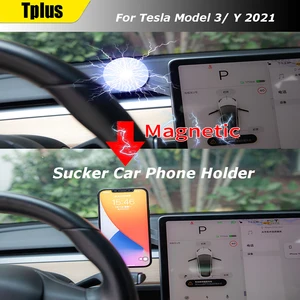 tplus sucker car phone holder mount stand gps for model 3 2021 model y 2021 navigation screen side pillar accessories free global shipping
