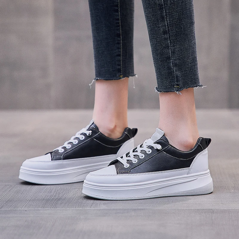 

Women Sneakers Autumn Leather Light White Sneaker Female Platform Vulcanized Shoes Spring Casual Breathable Sports Shoe Footwear