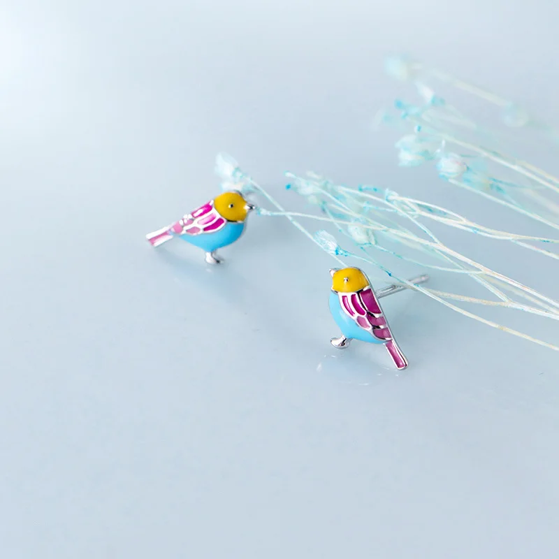 Trustdavis 100% Серебро 925 пробы женские ювелирные изделия Модные Милые Цветные Птицы