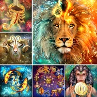 canvas painting full square lion 12 constellations cross stitch mosaic wall art decor picture posters of embroidery room decor