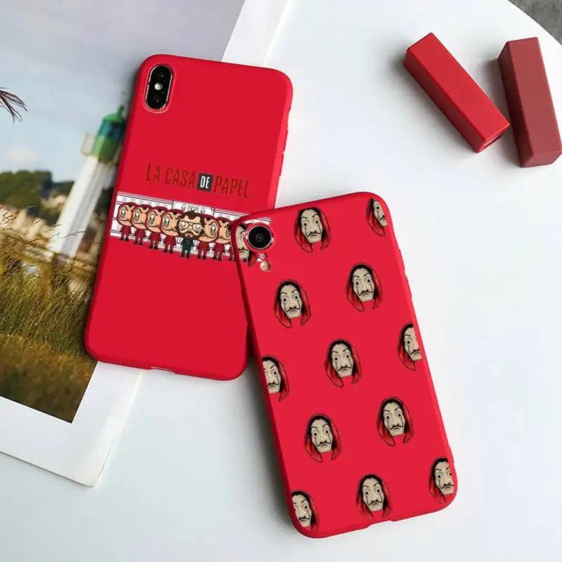 

Spain TV Paper Home Phone Case Red Candy Color for iPhone 6 7 8 11 12 s mini pro X XS XR MAX Plus