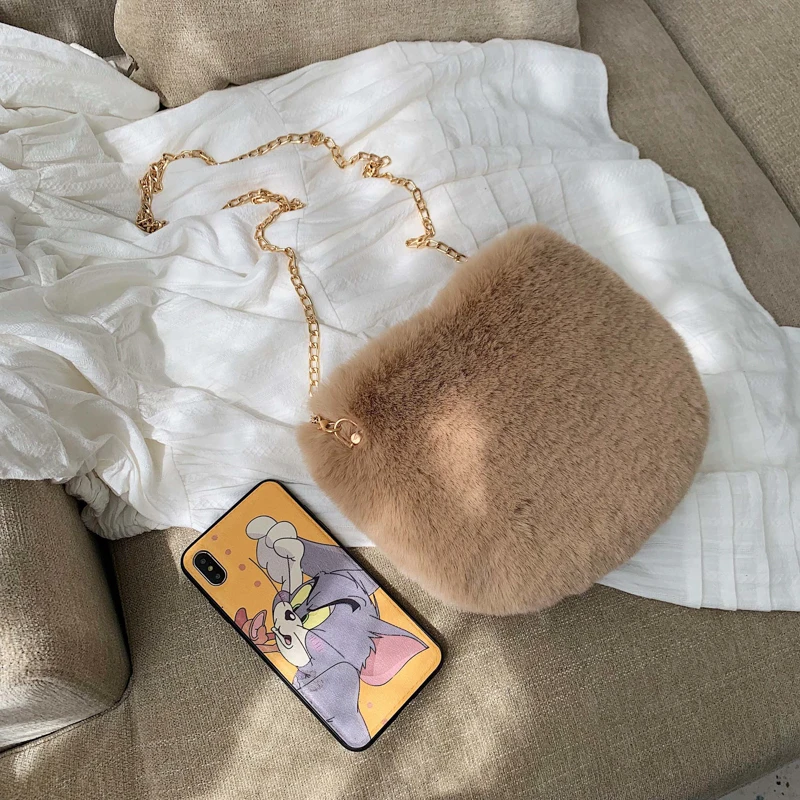 Женская зимняя мини сумка с мехом и искусственным модная мессенджер женский