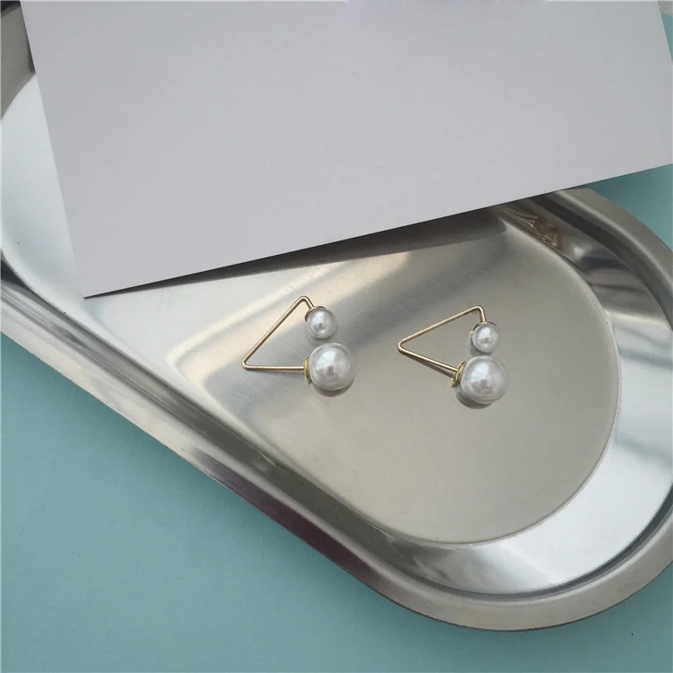 2020 Модные Простые геометрические треугольные серьги двусторонние шарики