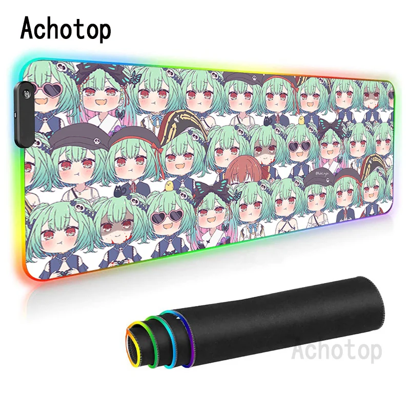 

Uruha Rushia RGB Mouse Durable Desktop Mousepad Animation Large Gamer Led Light Gaming Keyboard PC Desk Mat Takuo Mousepad