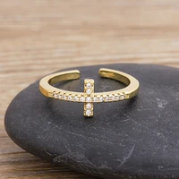 aibef 2020 new simple design opening ring mini cubic zirconia gold fashion wedding jewelry adjustable rings for women engagement