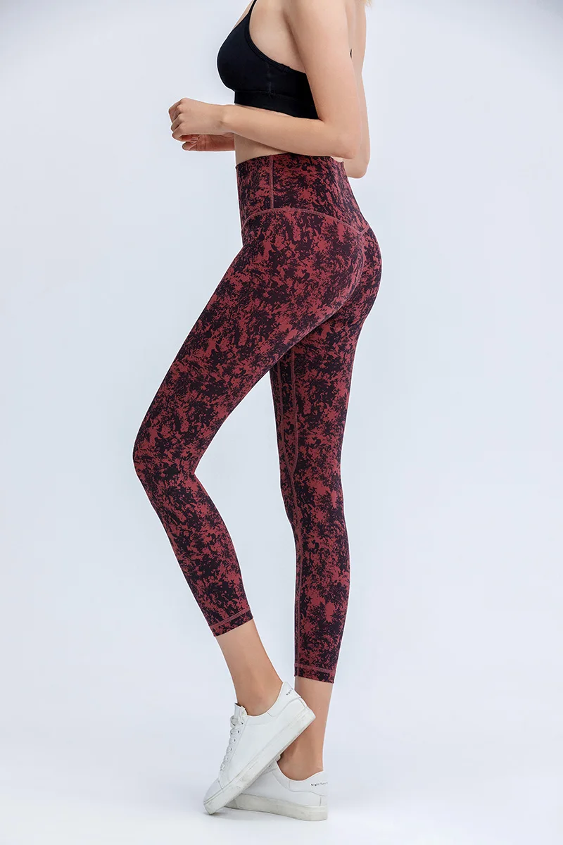 

Alo Yoga Spring Summer Sexy Women's Tights Printed Yoga Pants High Waist Tight-fitting Hips Fitness Running Seven-point Pants