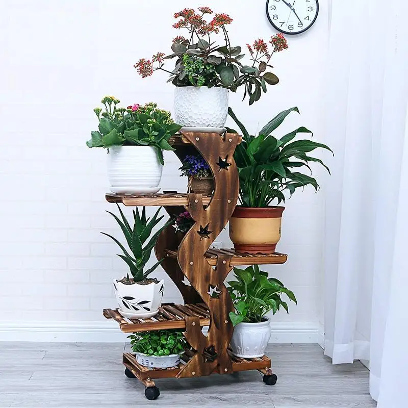 

Indoor For Plantenrekken Wood Soporte Plantas Interior Dekoration Balcony Stojak Na Kwiaty Outdoor Flower Stand Plant Shelf