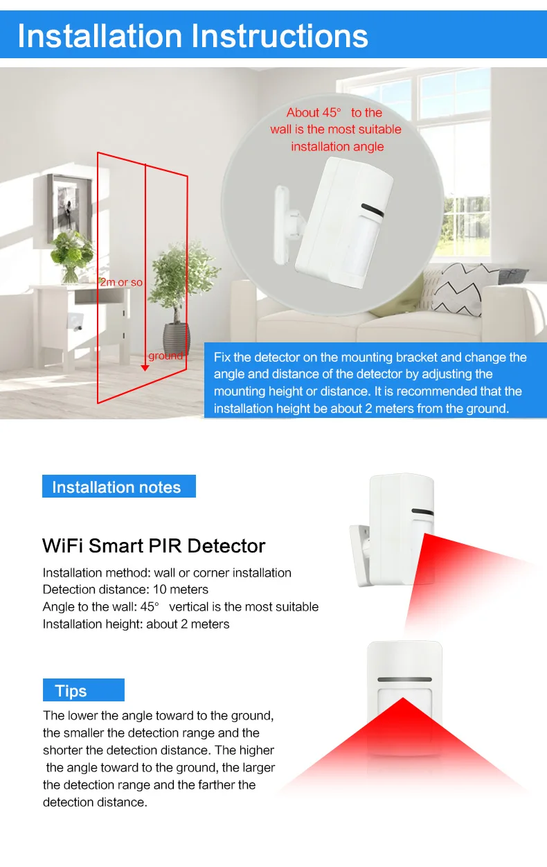 Tuya Smart WiFi инфракрасные детекторы датчик движения сигнализация совместима с приложением Tuyasmart Smart Life APP