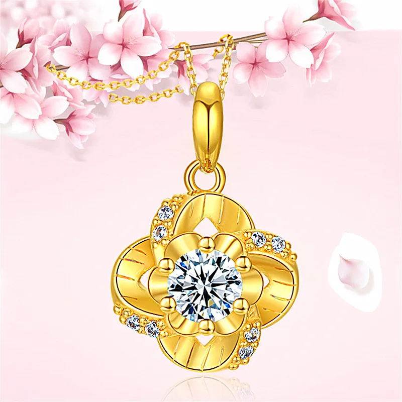 Изысканное женское колье из циркония с золотым цветком сливы аксессуары для
