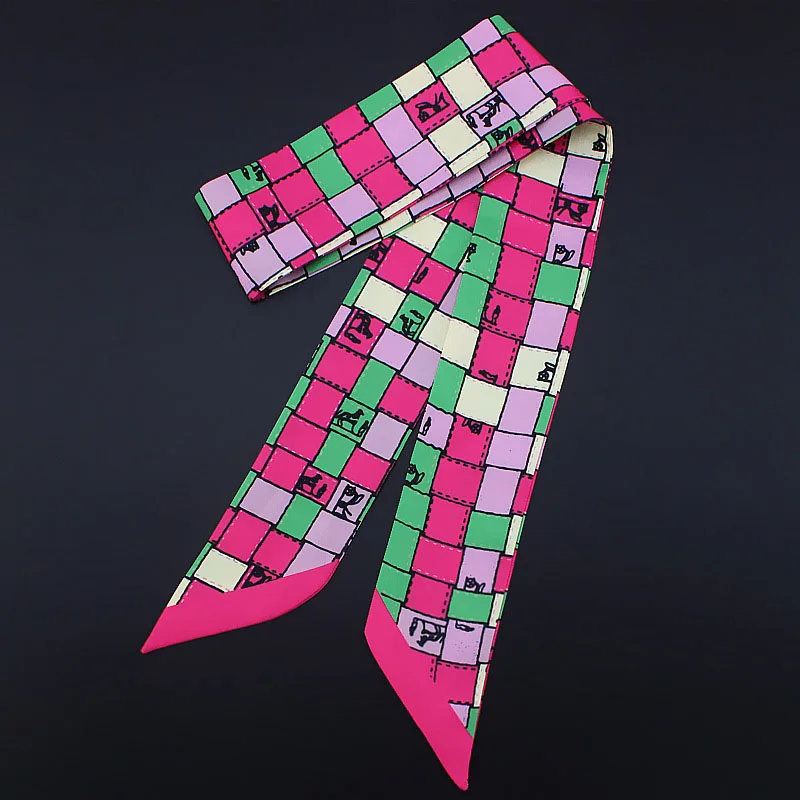 Тканая цветная Сетчатая Сумка шарф женский шейный тонкий бренд клетчатые шарфы