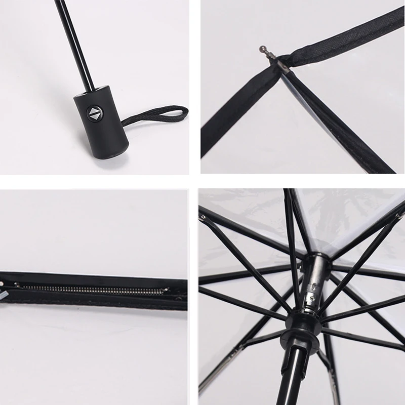 Прозрачный автоматический зонт для женщин и мужчин Ветрозащитный складной