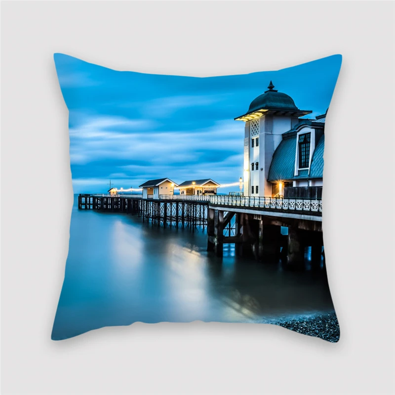 Fuwatacchi океанская башня живописный чехол для подушки ночной вид мост декоративный