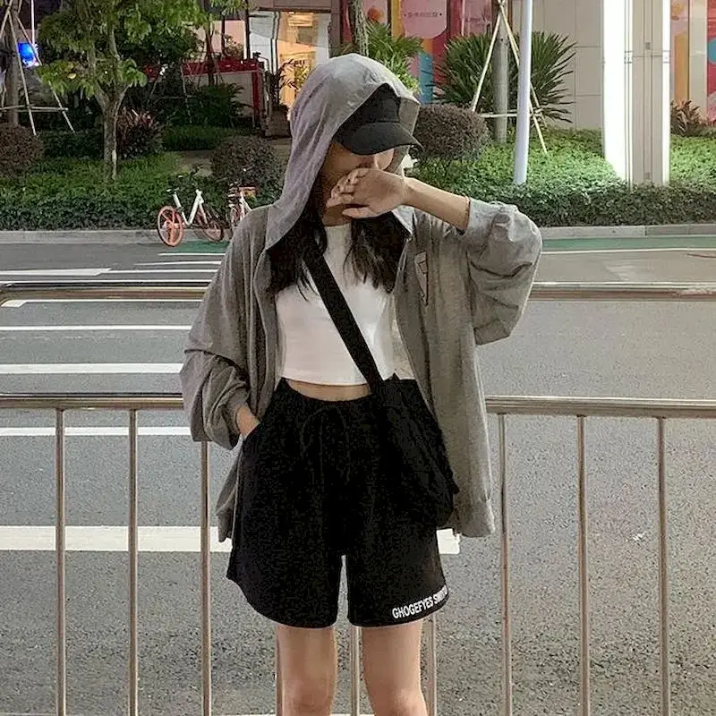 

NiceMix casual pants women clothe shorts summer women high waisted straight wide leg streetwear pant short knee length plus size