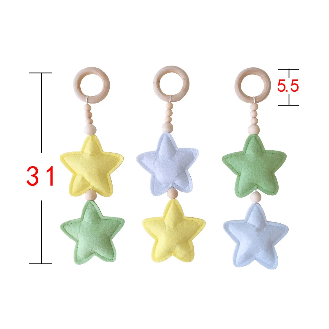 

Star Baby Gym Frame Stroller Hanging Pendants Wooden Ring Teether Infant Molar Teething Nursing Rattle Toys Gifts Dropshipping