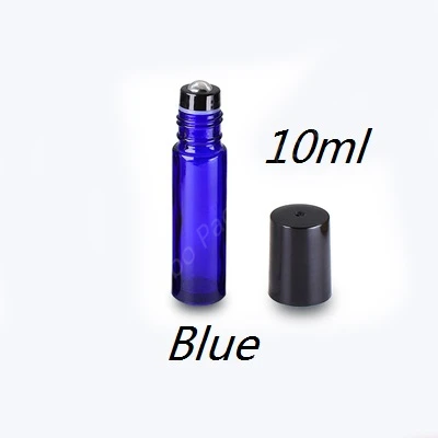 10ML-Blue 10 шт стеклянные флаконы для духов с рулоном пустые косметические эфирные масла для путешествий со стеклянным стальным шариковым роликом 5 мл-100 мл - Цвет: 10ML-Blue