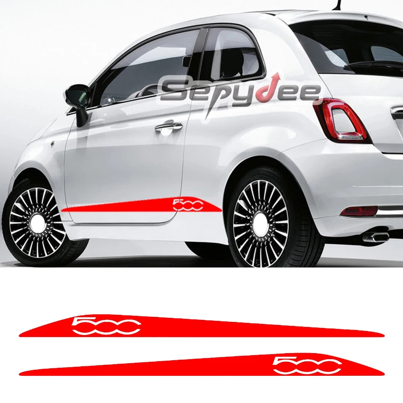 

2 шт., Виниловая наклейка на дверь, боковые полосы для кузова автомобиля Fiat 500, графический декор, наклейки аксессуары для автомобиля