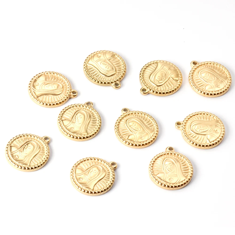 

10 шт./лот подвеска «Дева Мария», религиозные веры, Chaim, нержавеющая сталь, золотой, серебряный цвет, для ожерелий, для изготовления ювелирных ...