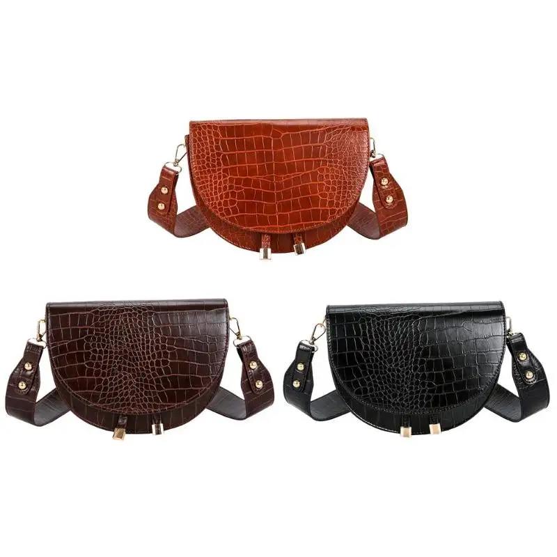 Элегантные полукруглые сумки через плечо из кожи аллигатора Модные Повседневные
