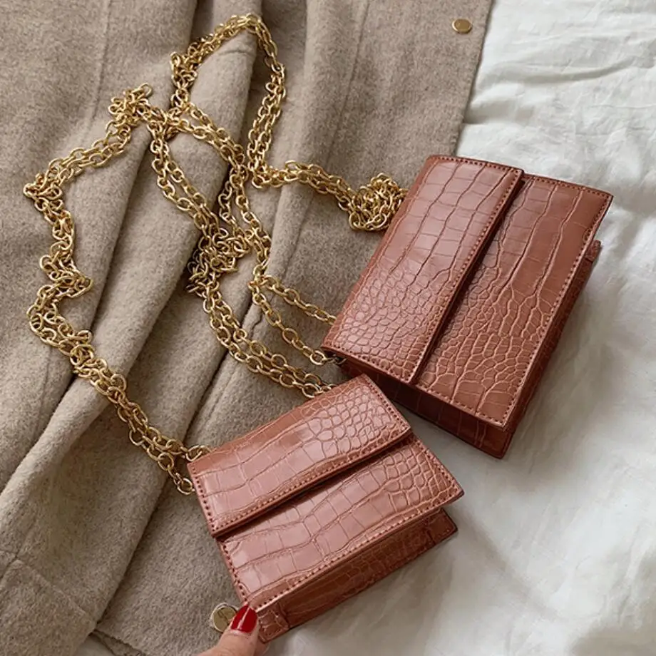 Ретро Мода крокодиловый узор мини квадратная сумка 2019 новая качественная