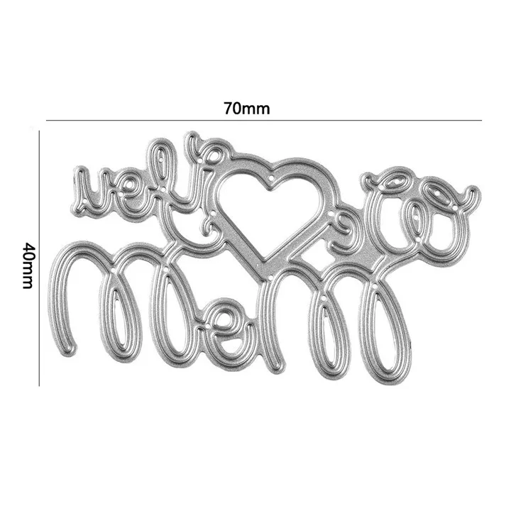 Naifumodo We love You Mom Letter Metal Cutting Dies Heart Scrapbooking For Making Cards Decorative Embossing DIY Crafts Stencils | Дом и сад