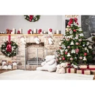 Рождественский камин фон для фотосъемки в помещении Мишка Тедди подарки вечерние фото фон для фотостудии