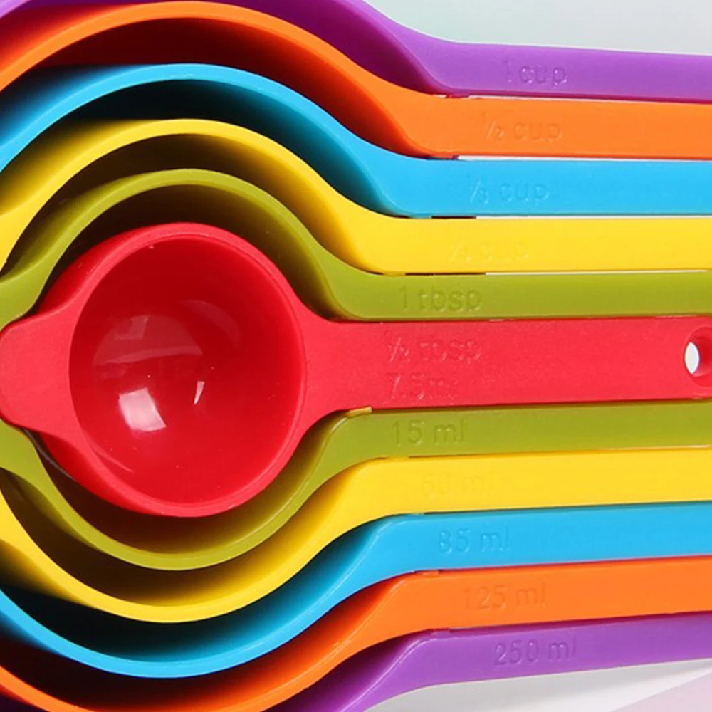 Горячая Распродажа вертикальная кухонная мерная ложка радужного цвета