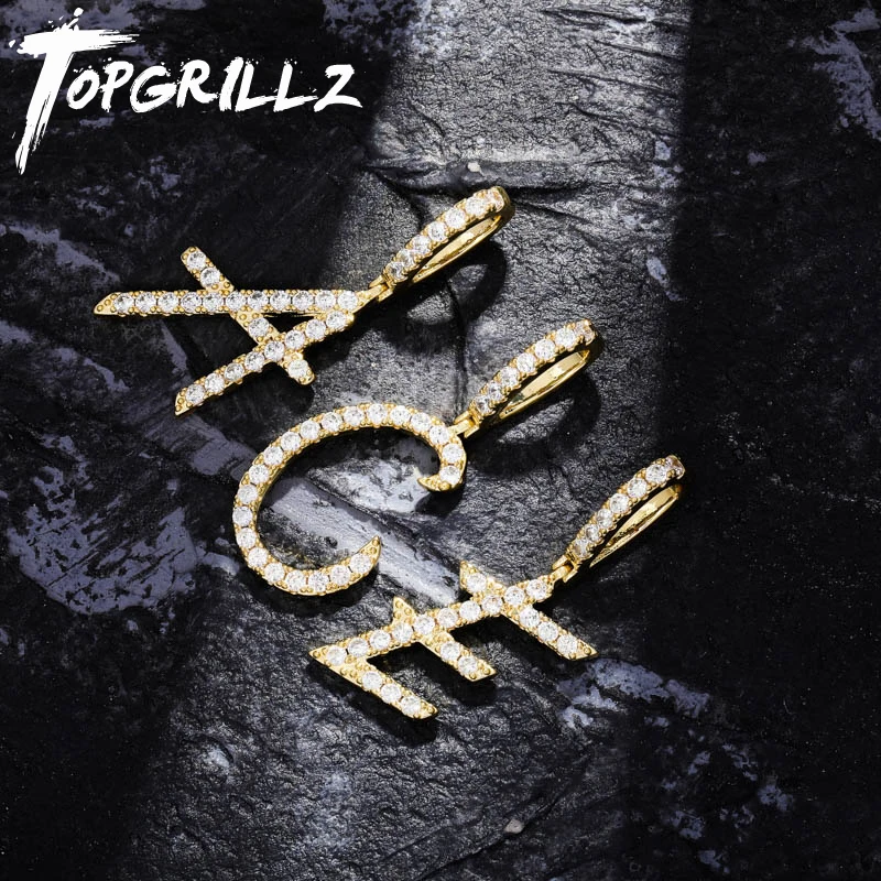 TOPGRILLZ A-Z маленькие одиночные буквы ожерелья и кулон пользовательское имя Шарм для мужчин/женщин Золотой Серебряный кубический цирконий хип хоп ювелирные изделия
